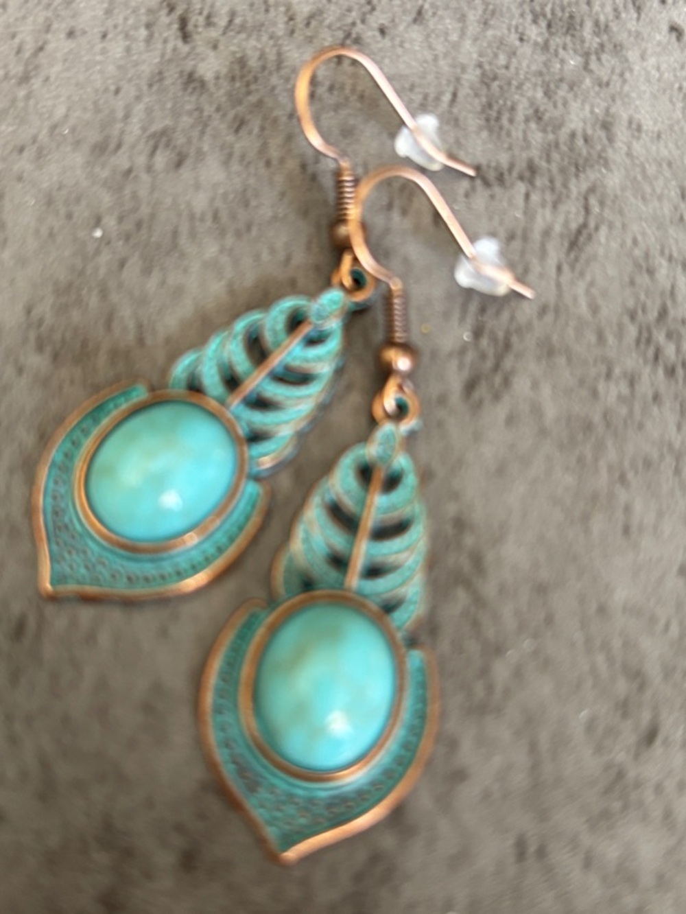 Turquoise Teardrop Leaf Dangle Earrings - Jewelry